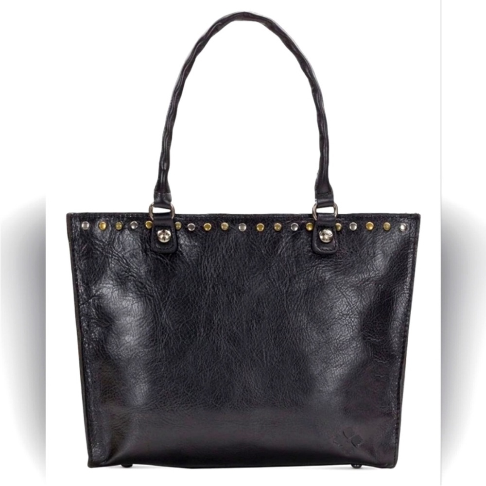 Patricia Nash Zancona Black Leather Studded Tote Bag